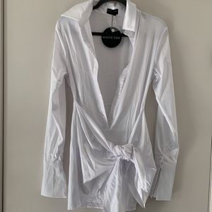 White, silk, mini dress perfect for a bachelorette!